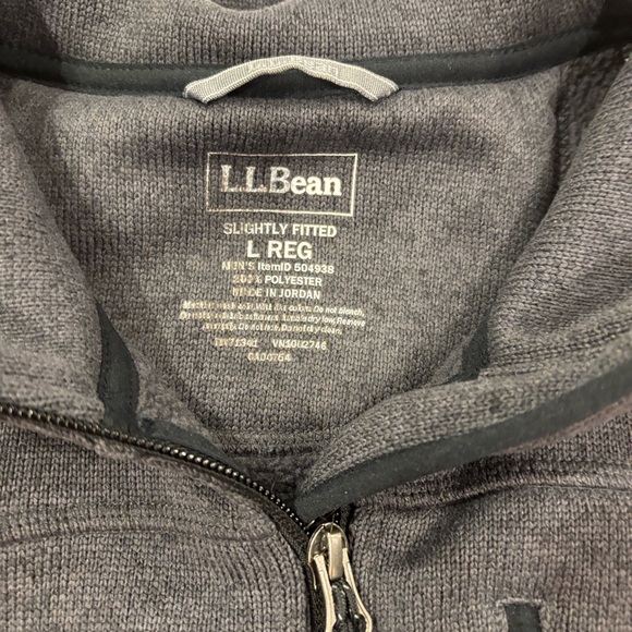 L.L. Bean Men's Charcoal Sweater Fleece Full Zip Jacket - Picture 5 of 8